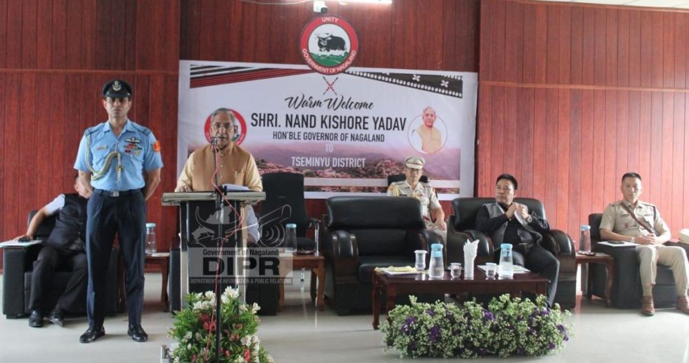 Nagaland Governor Nand Kishor Yadav addresses a meeting with district officers and civil society organisations at the DC’s Conference Hall, Tseminyu, on September 30. (DIPR Photo)